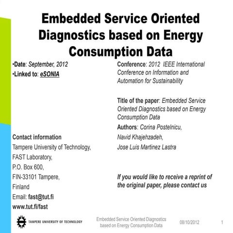 Embedded Service Oriented Diagnostics based on Energy Consumption Data 