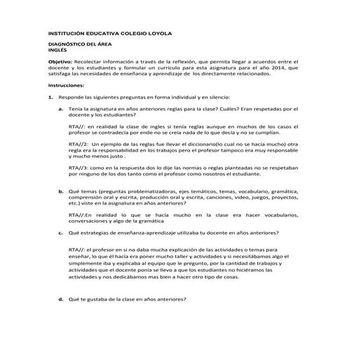 Diagnóstico del área