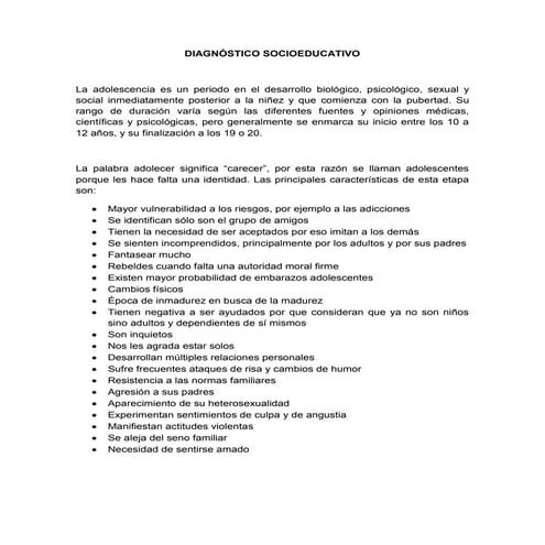 Diagnóstico socioeducativo