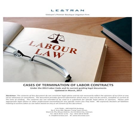 LE & TRAN. Diagram. Cases of Termination of Labor Contract | PDF