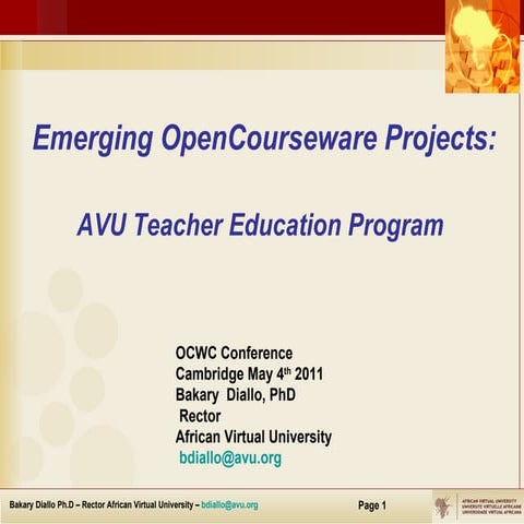 Emerging open courseware projects: Bakary Diallo, AVU
