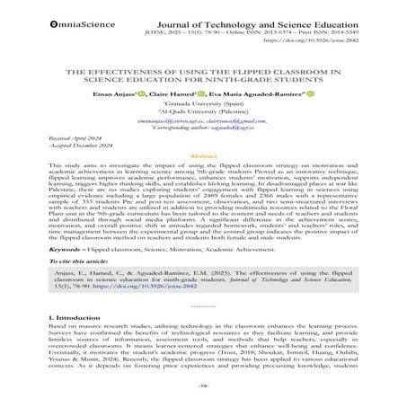 THE EFFECTIVENESS OF USING THE FLIPPED CLASSROOM IN SCIENCE EDUCATION ...