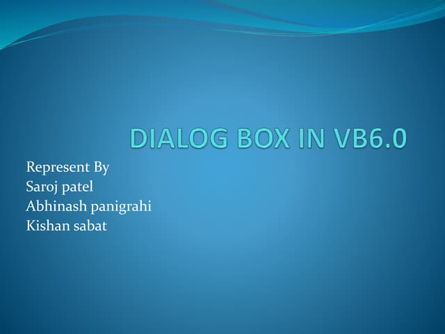 Dialog box in vb6