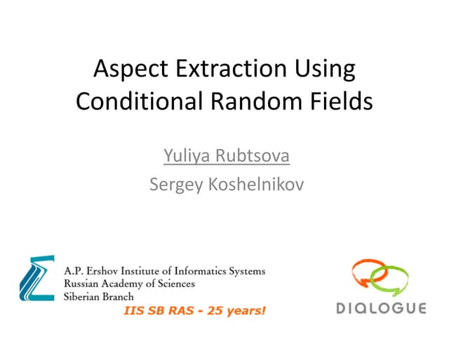 Aspect extraction using conditional random fields [SentiRuEval]