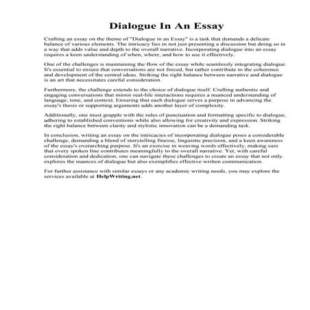 Dialogue In An Essay