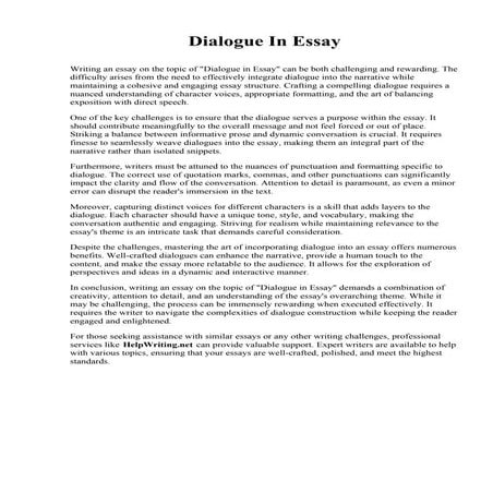 Example Of Dialogue Essay. Lindenwood University | PDF