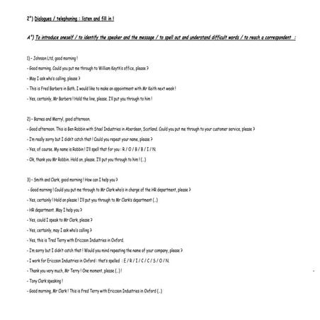 Dialogues telephoning