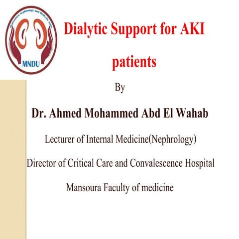 Dialytic support for AKI