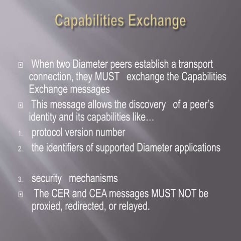 Diameter Capabilities Exchange