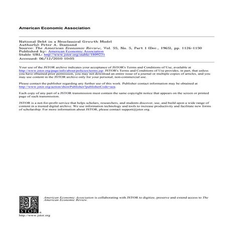 Diamond1965.pdf Impact of Public Debt on Econ Growth | PDF