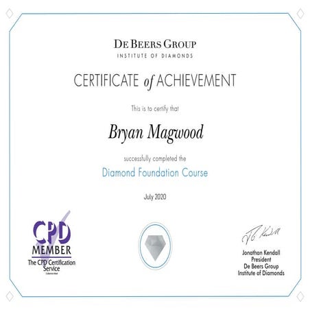 Diamond foundation course certificate