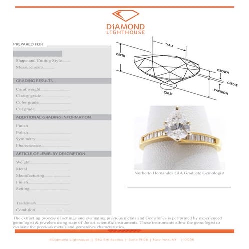 Diamond grading & jewelry evaluation report | PDF