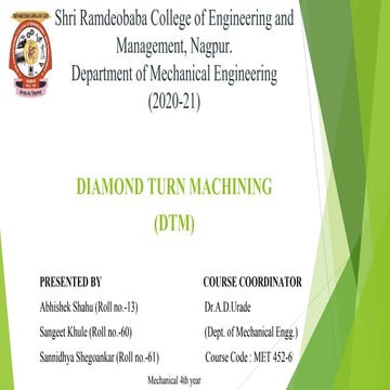 Diamond turn machining