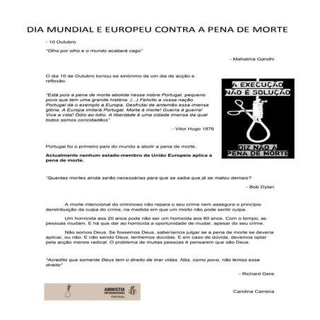 O Compromisso Internacional Contra A Pena De Morte – MWCVC