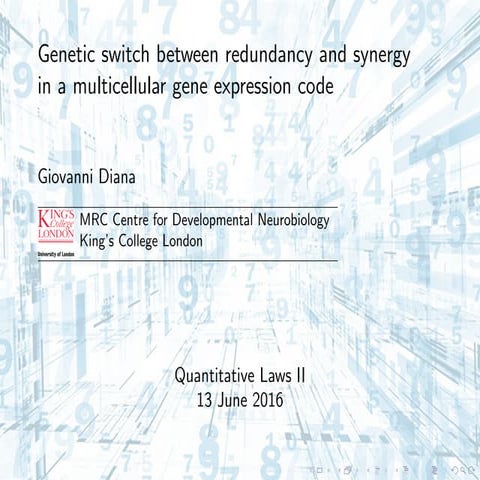 Genetic switch between redundancy and synergy in a multicellular gene express...