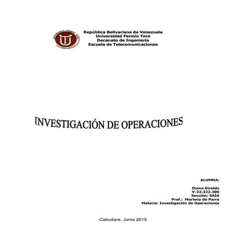 Investigacion de Operaciones Ejercicios Propuestos 