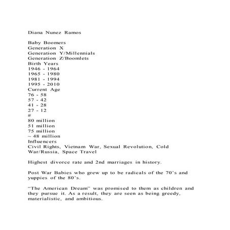 Diana Nunez RamosBaby BoomersGeneration XGeneration YMill