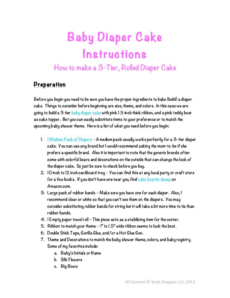 Diaper Cake Instructions Diaper Cake Instructions