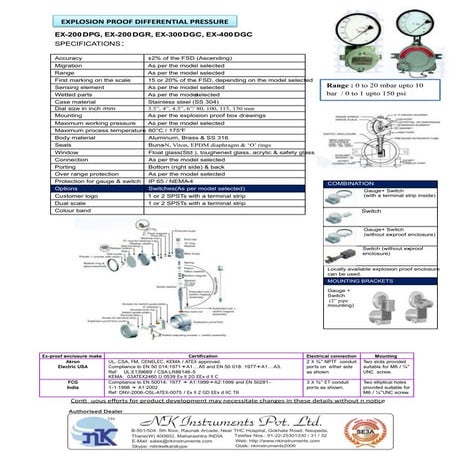 Diaphragm type DP Gauge with Flameproof Switch