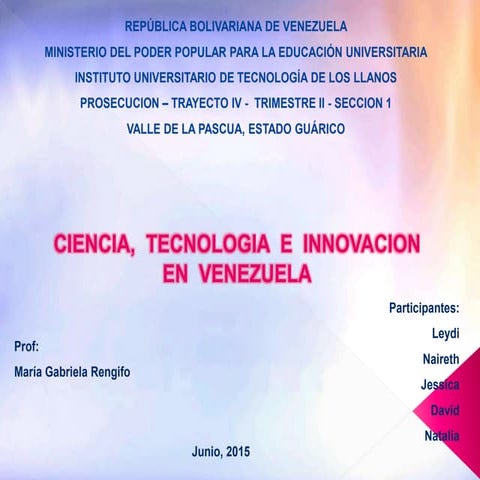 Diapo ciencia y tecnologia en vene