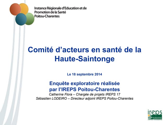 Diaporama enquête ireps haute saint...