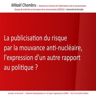 La publicisaton du risque par la mo...