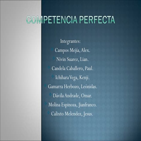 El Mercado de la Competencia Perfecta