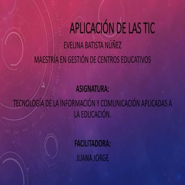 Diapositiva de la aplicación de las tic