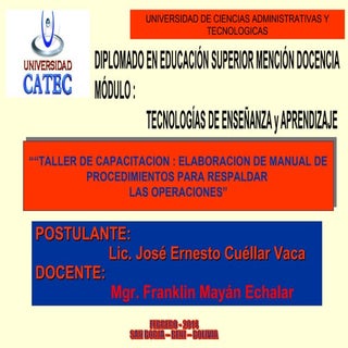 ELABORACION DE MANUAL DE PROCEDIMIENTO