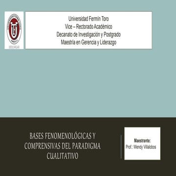 bases fenomenológicas del paradigma cualitativo