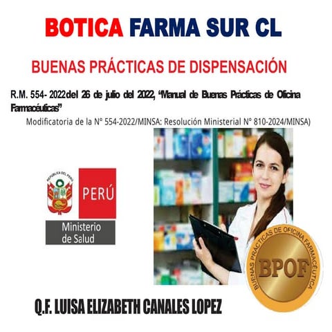 DIAPOSITIVAS DE DISPENSACIÓN BOTICA FSCL | PPTX