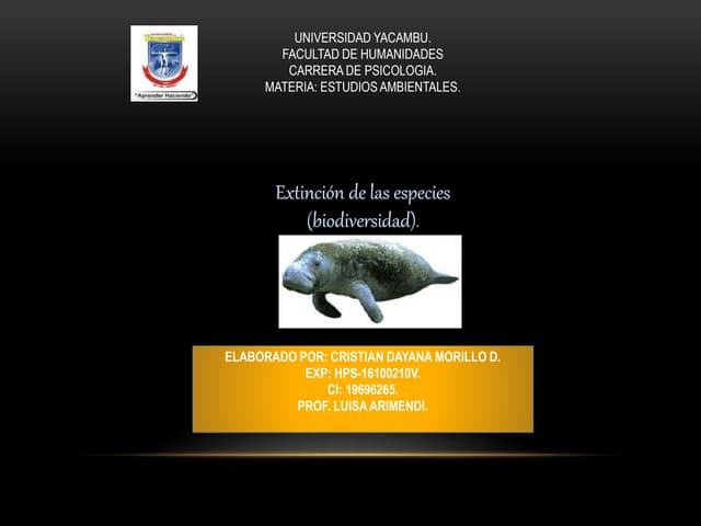 Estudios Ambientales EXTINCIÓN DE LAS ESPECIES 