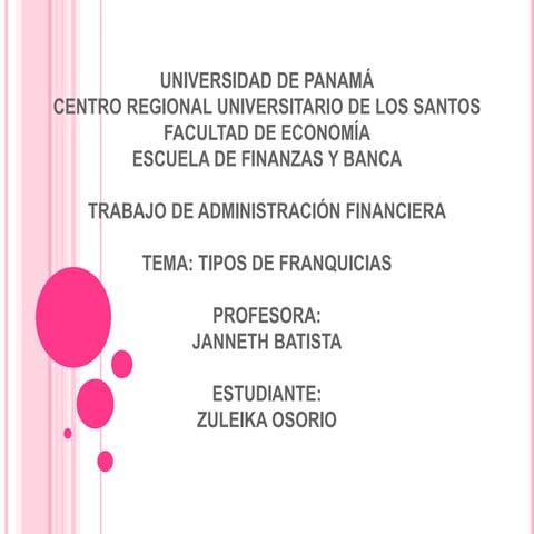 TIPOS DE FRANQUICIAS