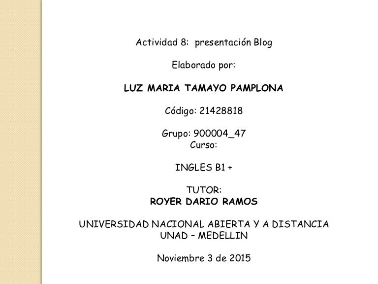 Presentacion En Ingles