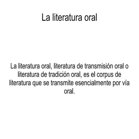 O Que é Literatura Oral