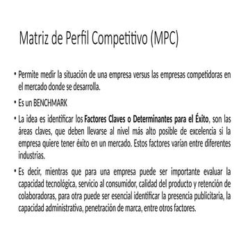 Matriz MPC - Matriz de Perfil Competitivo | PDF