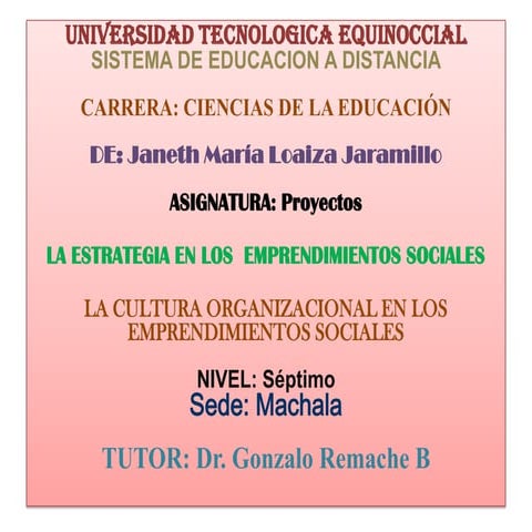 UTE_LA ESTRATEGIA EN LOS  EMPRENDIMIENTOS SOCIALES 