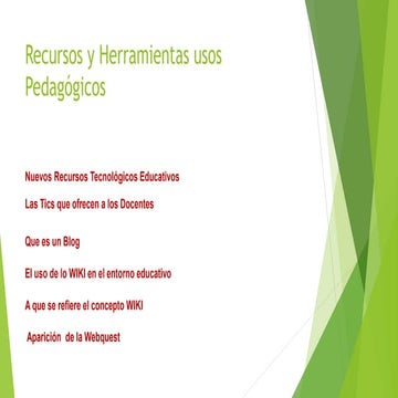Recursos y Herramientas con  uso Pedagógico