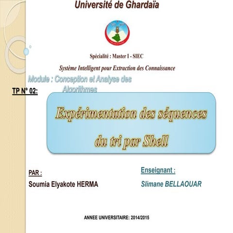 L'impact des incriments des séquences de tri Shell. Expérimentation des séquences 