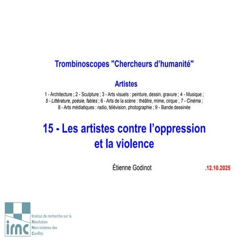 Artistes. — 015. Les artistes contre l’oppression et la violence