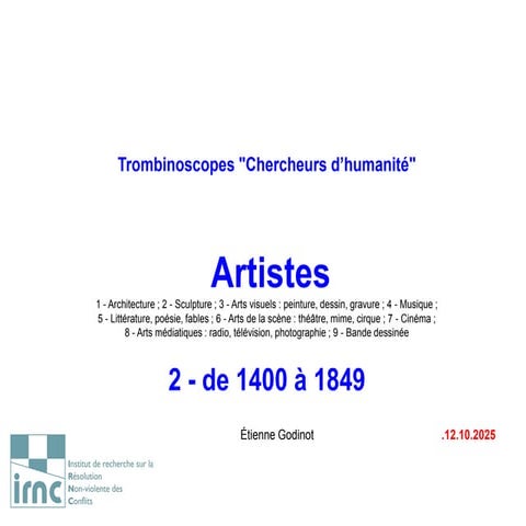 Artistes. —     002.  De  1400  à   1849