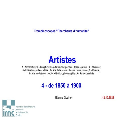 Artistes. — 003.  De   1850    à    1899