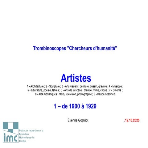 Artistes. — 004.     De    1900   à  1929