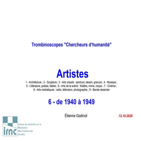 Artistes. — 006. De 1940 à              1949