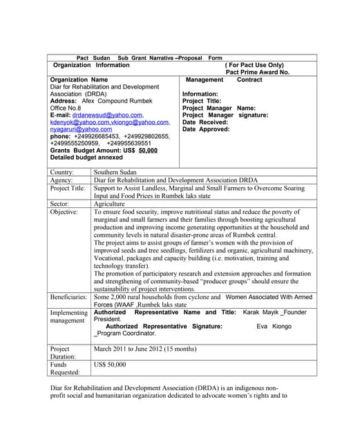 Diar agriculture proposal