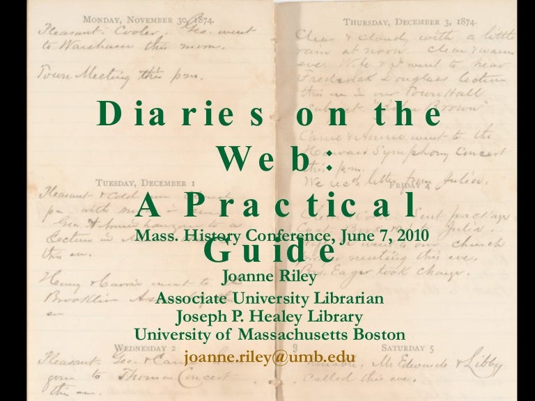 Historical Diaries on the  A Practical Guide