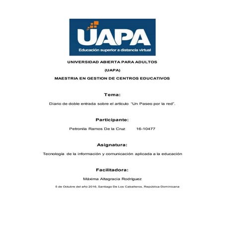 Diario de doble entrada.petronila ramos