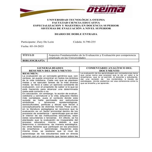 Mi Diario de Doble Entrada -Zury De León