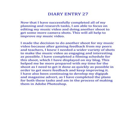 Diary entry 27