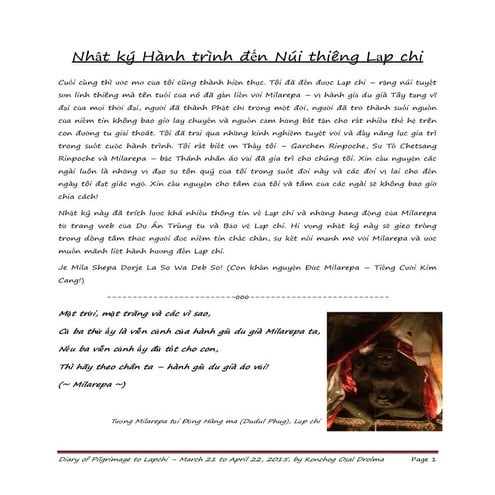 Nhật ký Lạp Chi - Konchog Osal Drolma